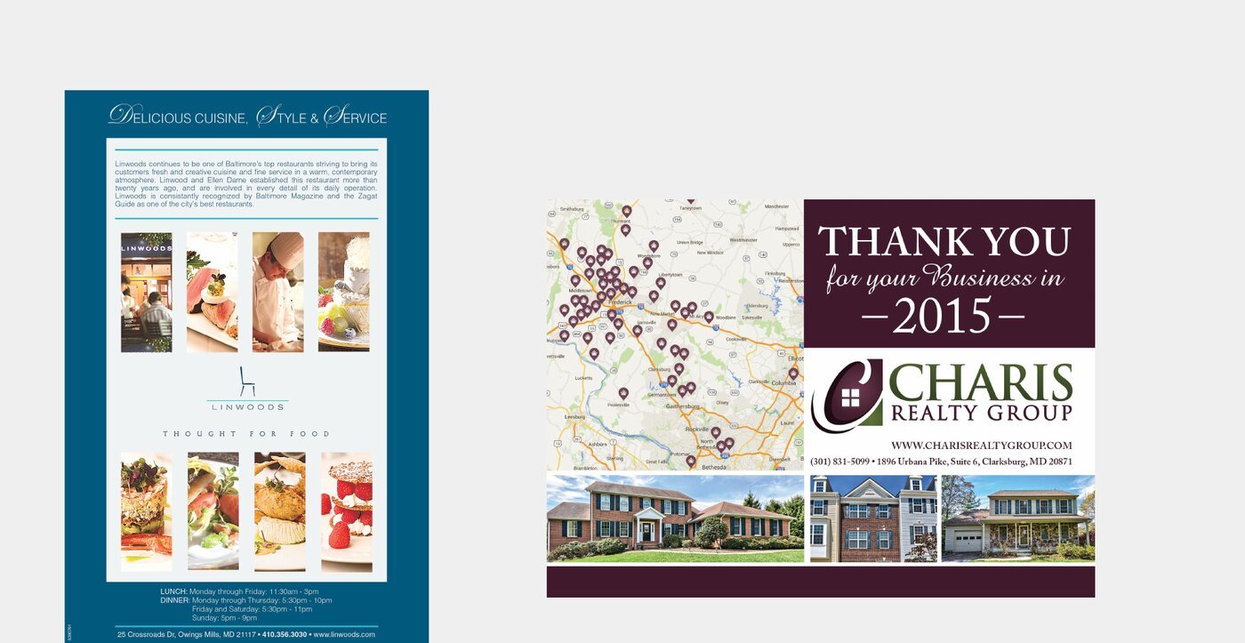 Print and direct mail, ad and postcard design